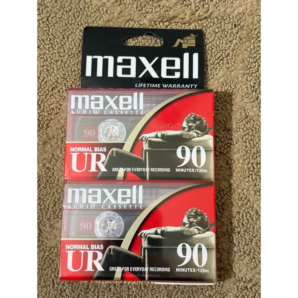 Maxell Cassette Tapes Normal Bias UR 90 Minutes - Lot 2 pack‎ Factory Sealed